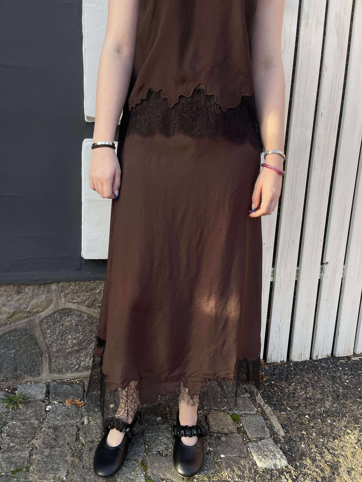 OBJDALME Long Skirt - Seal Brown